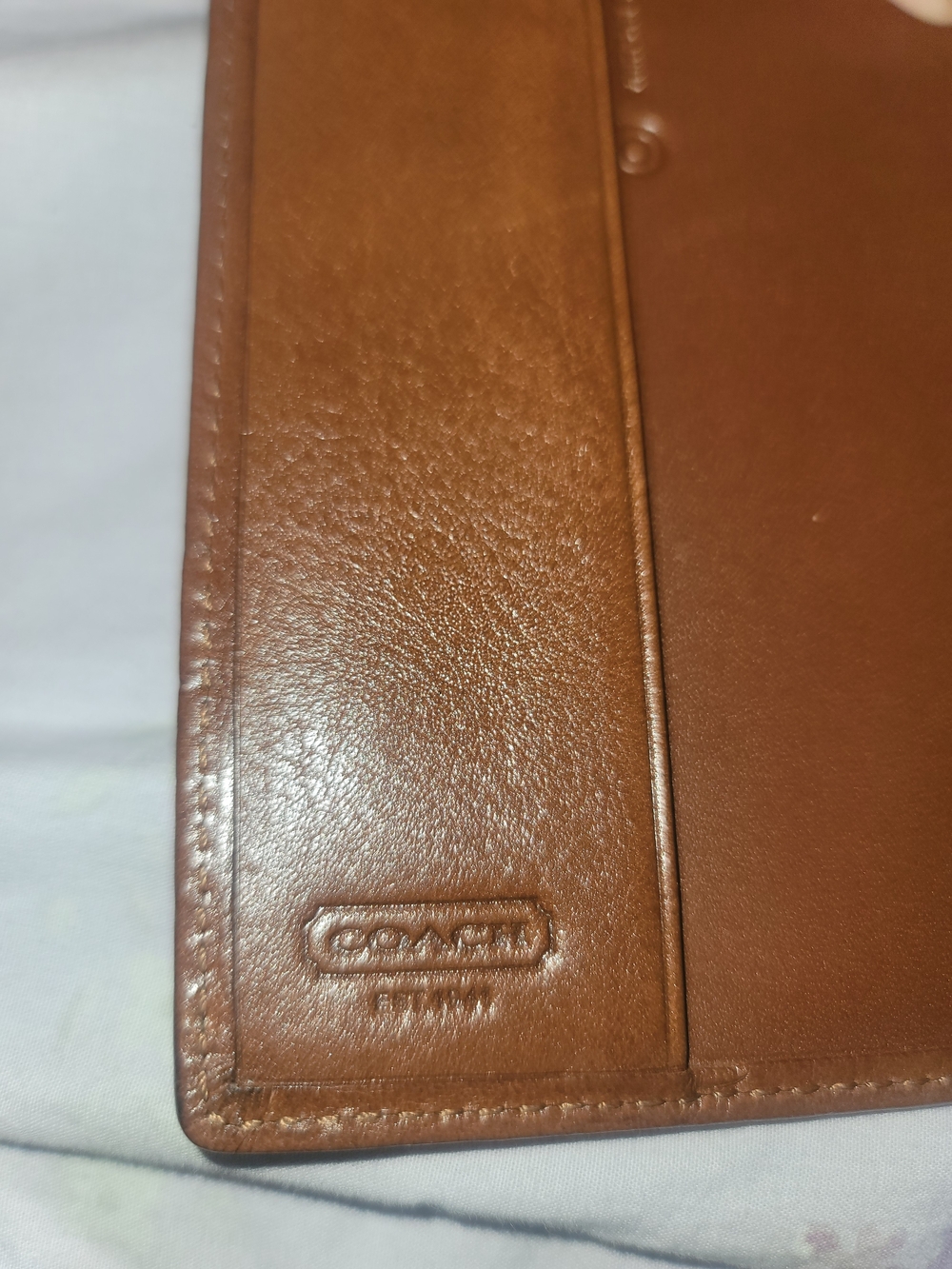 Coach Signature Canvas Bifold Wallet in Tan and Brown - Picture 3 of 8